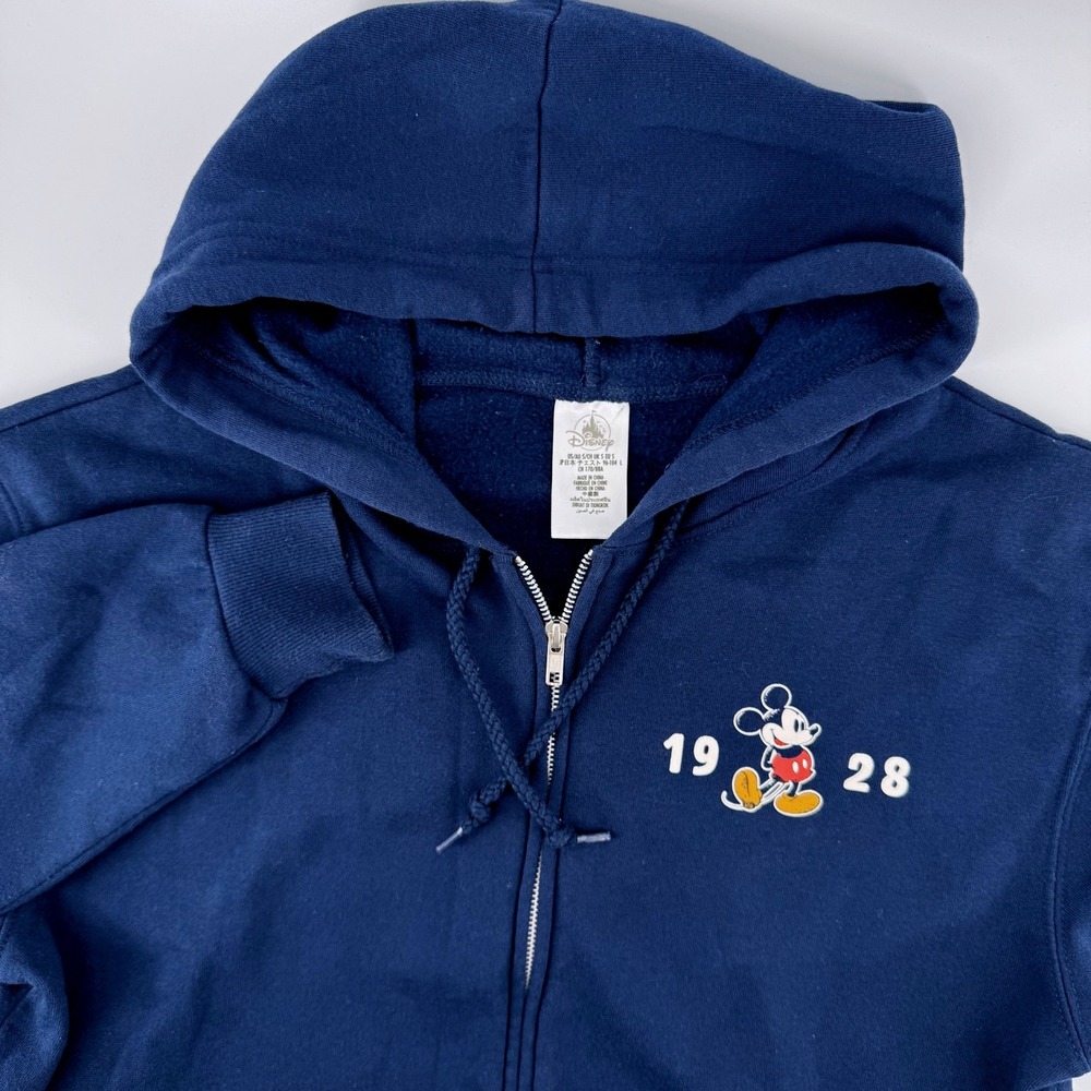 Disney Parks Mickey Mouse Zip Hoodie Small Navy Blue Walt Disney World 1928 - Picture 3 of 8